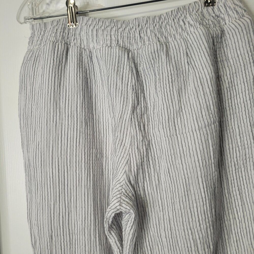 J. Jill XS pants elastic waistband striped texture pockets straight - Picture 3 of 9